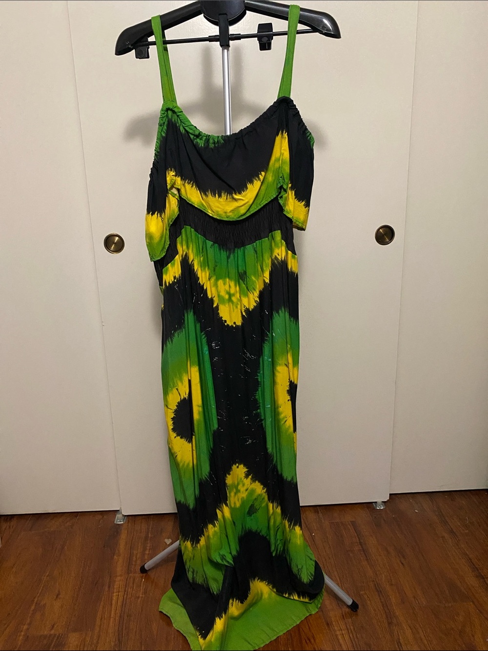 Green & Yellow Tie-Dye Maxi Dress - Sleeveless Summer Dress